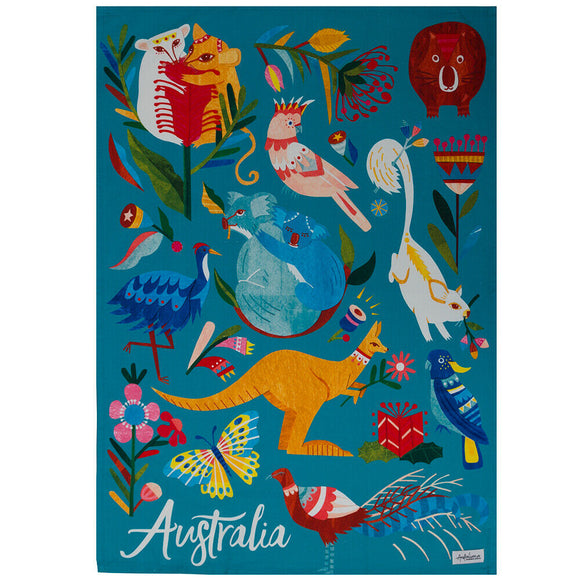 Tea Towel Australiana Fauna Cotton