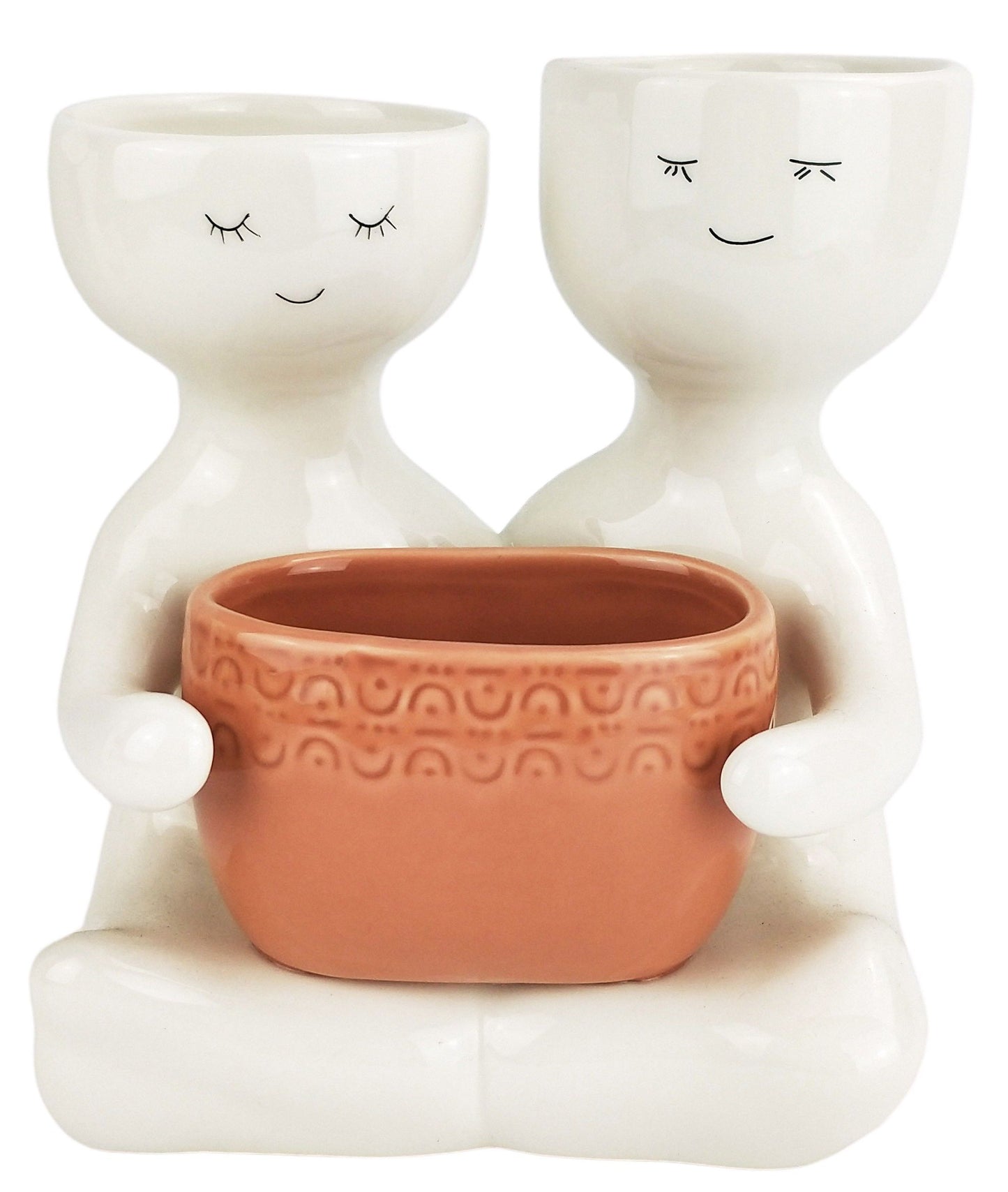 Planter Friends Holding a Pot Rose & White Large 21cm