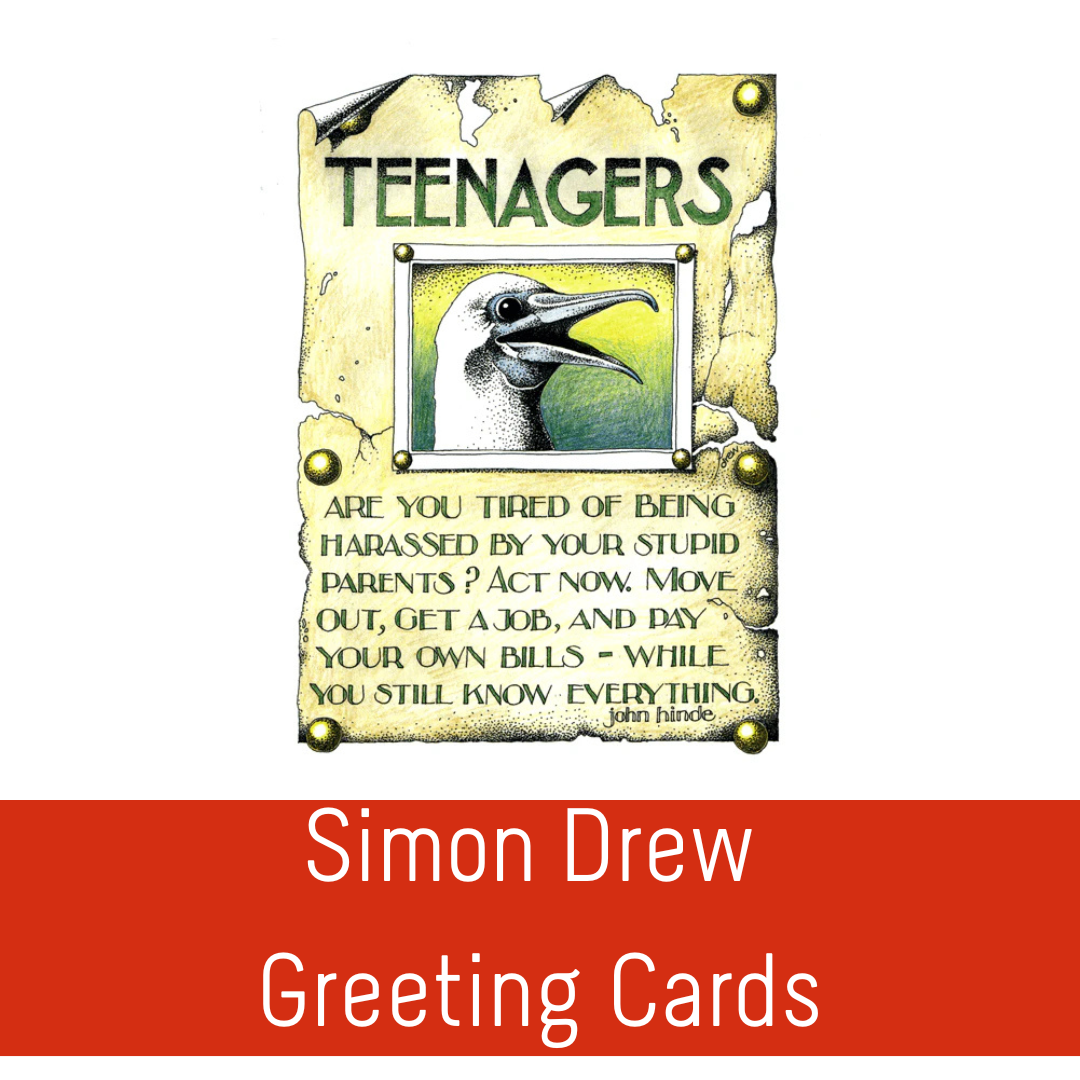 Clever cards with character — the unmistakable humour of Simon Drew.