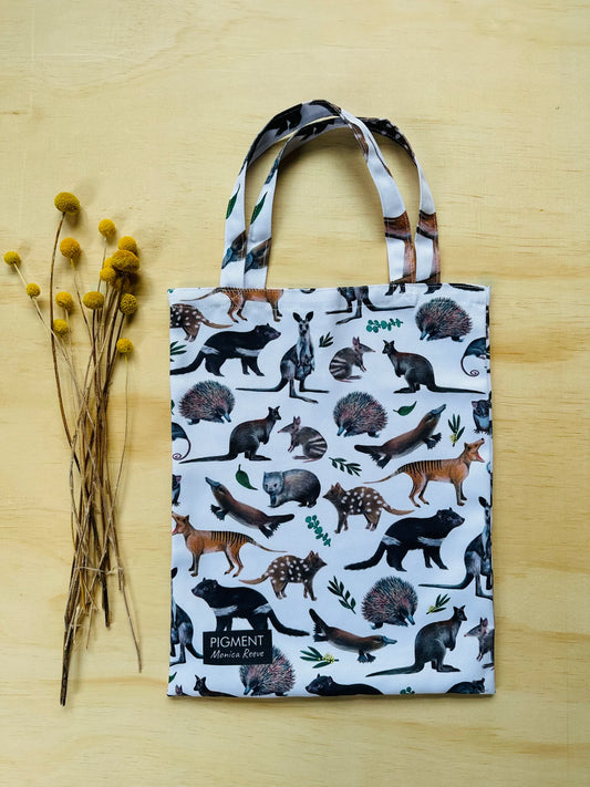 Pigment by Monica Reeve Tote Bag Tasmanian Animals