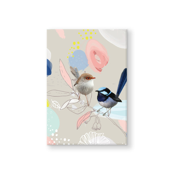 Fridge Magnet Two Wrens on Branch