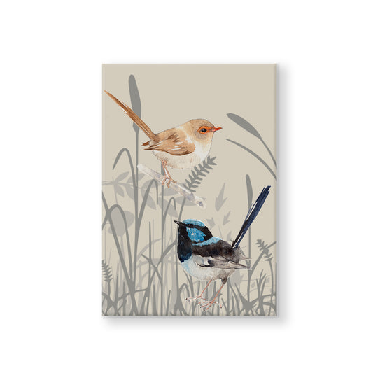 Fridge Magnet Two Wrens In Grassland