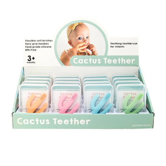 Annabel Trends Teething Toothbrush Cactus Silicone in Case Assorted Colours