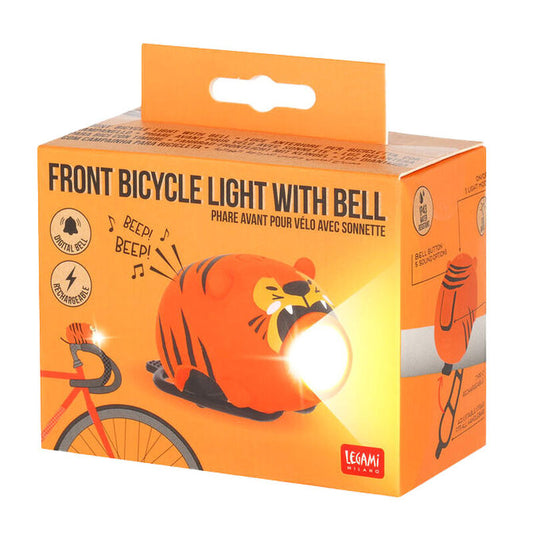 Legami Rechargeable Front Bicycle Light With Bell Tiger