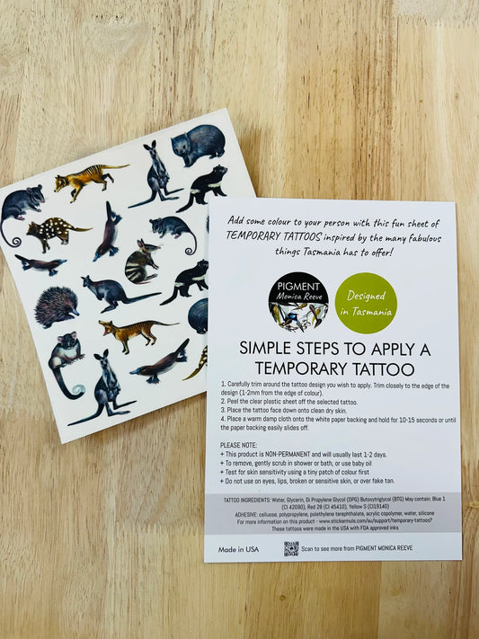 Pigment by Monica Reeve Temporary Tattoos Tasmanian Wildlife