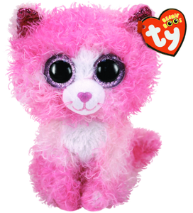 Ty Beanie Boos Reagan Cat with Pink Curly Hair