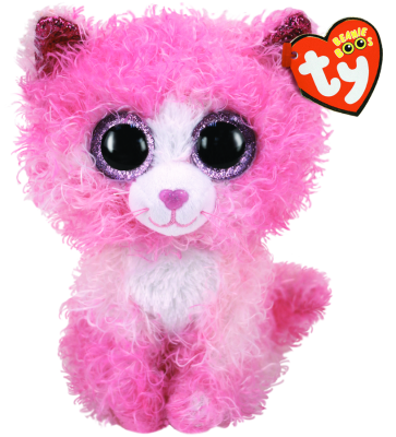 Ty Beanie Boos Reagan Cat with Pink Curly Hair