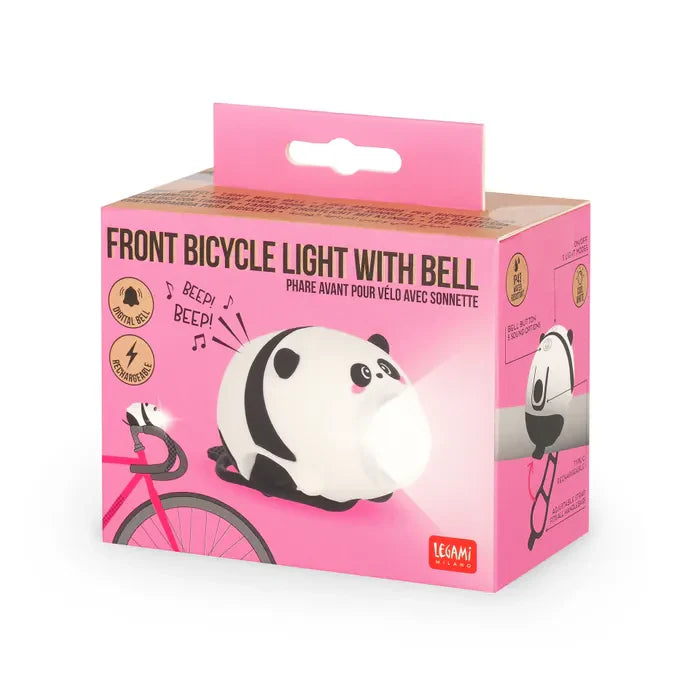 Legami Rechargeable Front Bicycle Light With Bell Panda