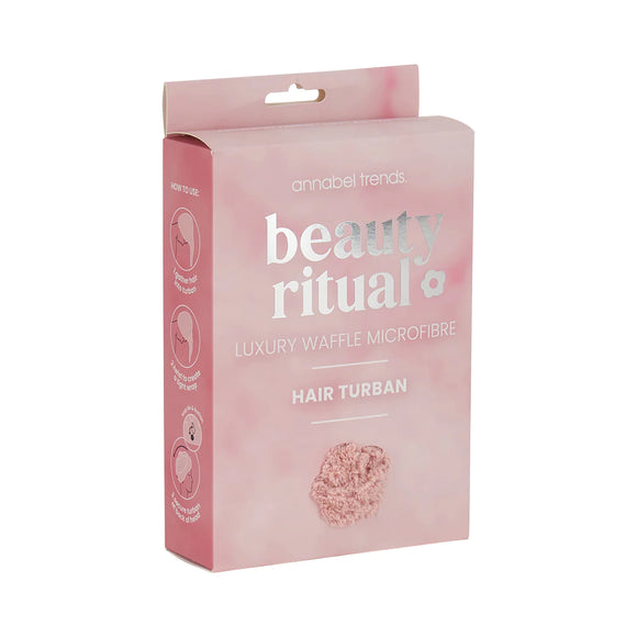 Annabel Trends Beauty Ritual Luxury Waffle Hair Turban Dusty Pink
