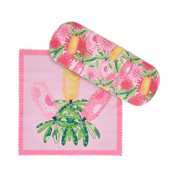 Annabel Trends Glasses Case And Cleaning Cloth Pink Banksia