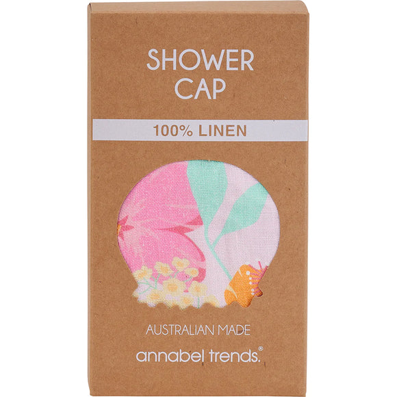 Annabel Trends Linen Shower Cap Hibiscus