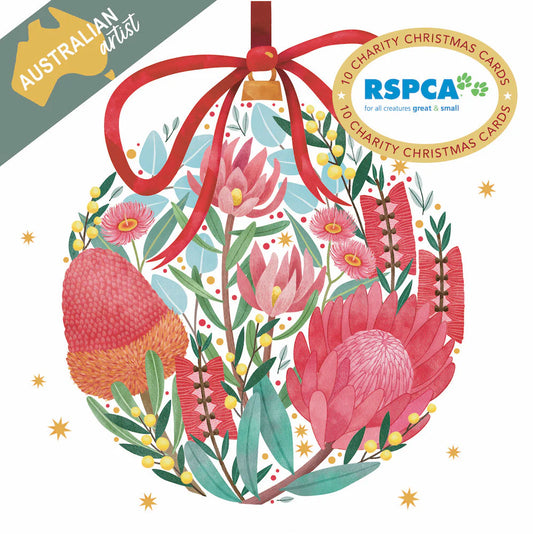 Charity Christmas Card 2025 10pk RSPCA Floral Bauble