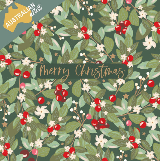 Charity Christmas Card 2025 10pk BCNA Leaves and Berries