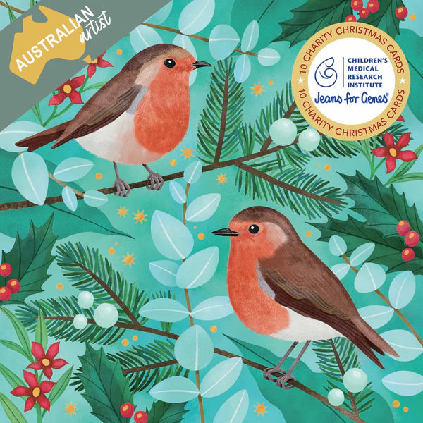 Charity Christmas Card 2025 10pk CMRI Robins