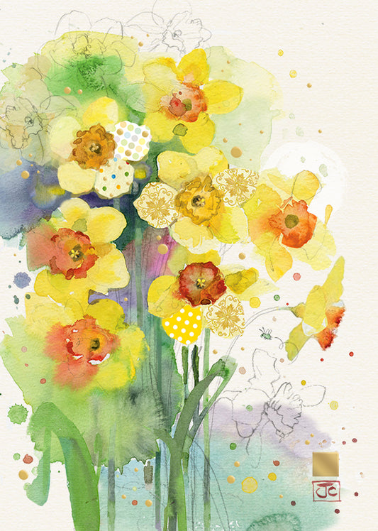 Bug Art Greeting Card Daffodils