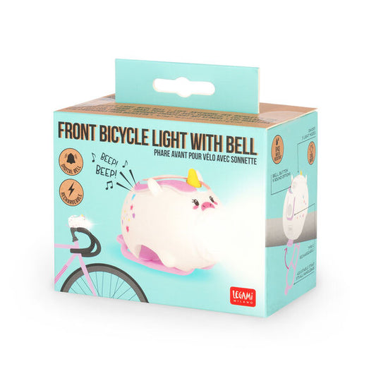 Legami Rechargeable Front Bicycle Light With Bell Unicorn