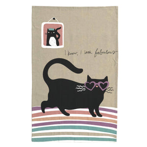 Tea Towel Cat Love