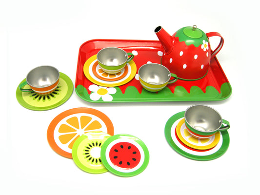 Champion Tin Tea Set with Fruit Design