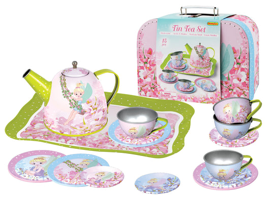 Champion Tin Tea Set with Fairy Design in Suitcase