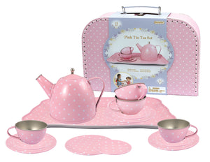 Pink Tin Tea Set in Suitcase