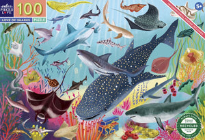 eeBoo 100pc Jigsaw Puzzle Love Of Sharks