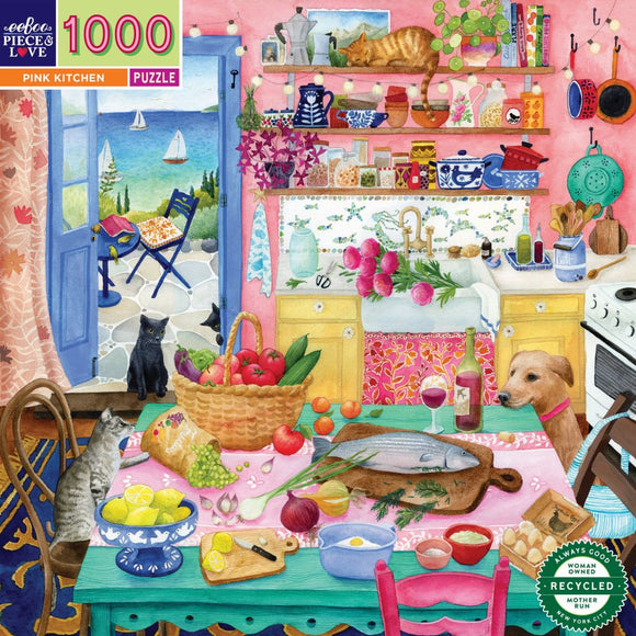 eeBoo 1000pc Jigsaw Puzzle Pink Kitchen