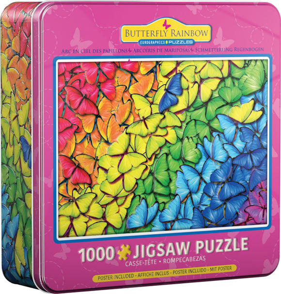 Eurographics 1000pc Jigsaw Puzzle Butterfly Rainbow In Decorative Tin