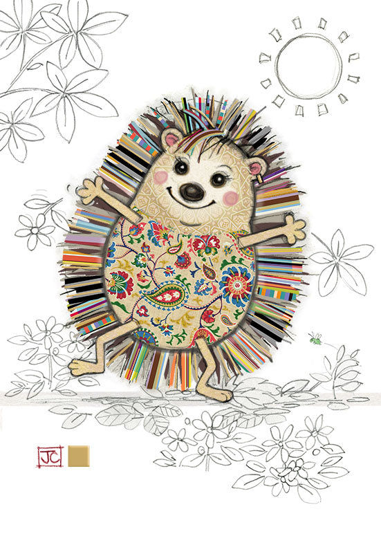 Bug Art Greeting Card Hattie Hedgehog