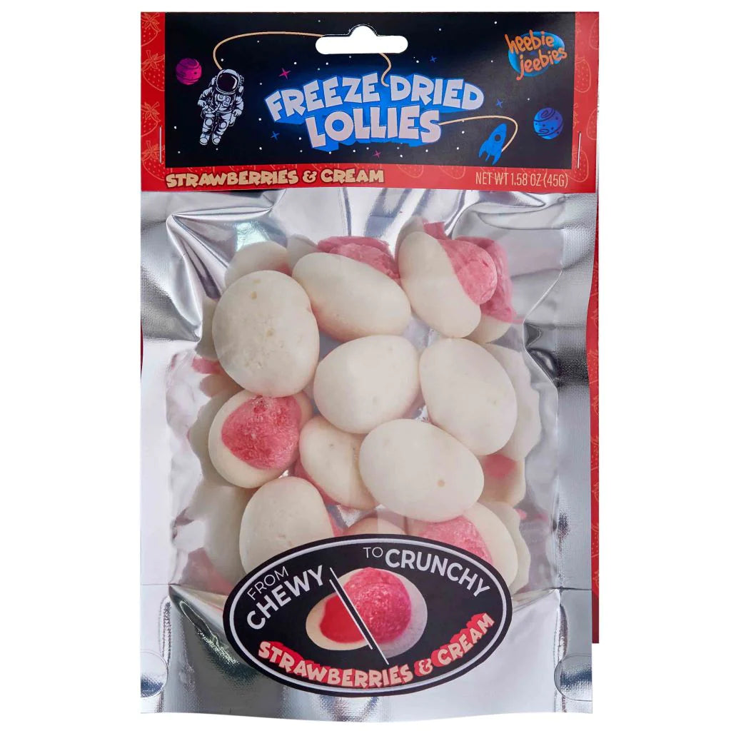 Heebie Jeebies Freeze Dried Lollies Strawberries and Cream 48g