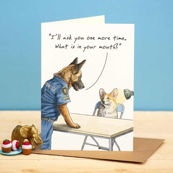 Bewilderbeest Greeting Card Interrogation Dog