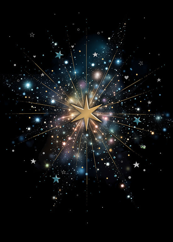 Bug Art Greeting Card Gold Starburst