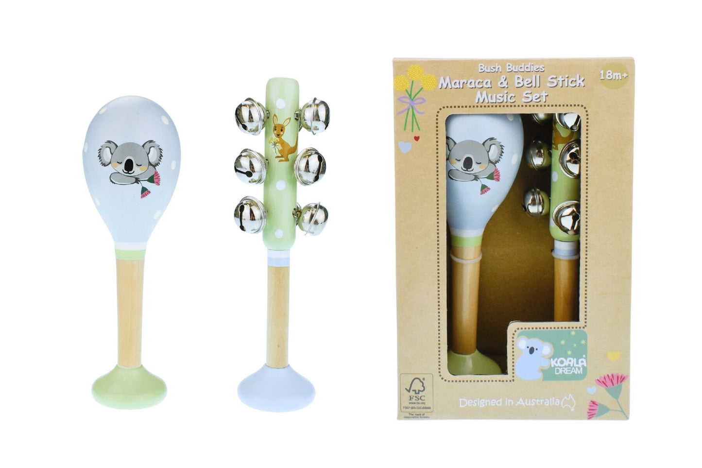 Koala Dream Bush Buddies Maraca and Bell Stick Music Set