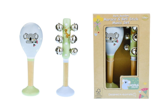 Koala Dream Bush Buddies Maraca and Bell Stick Music Set