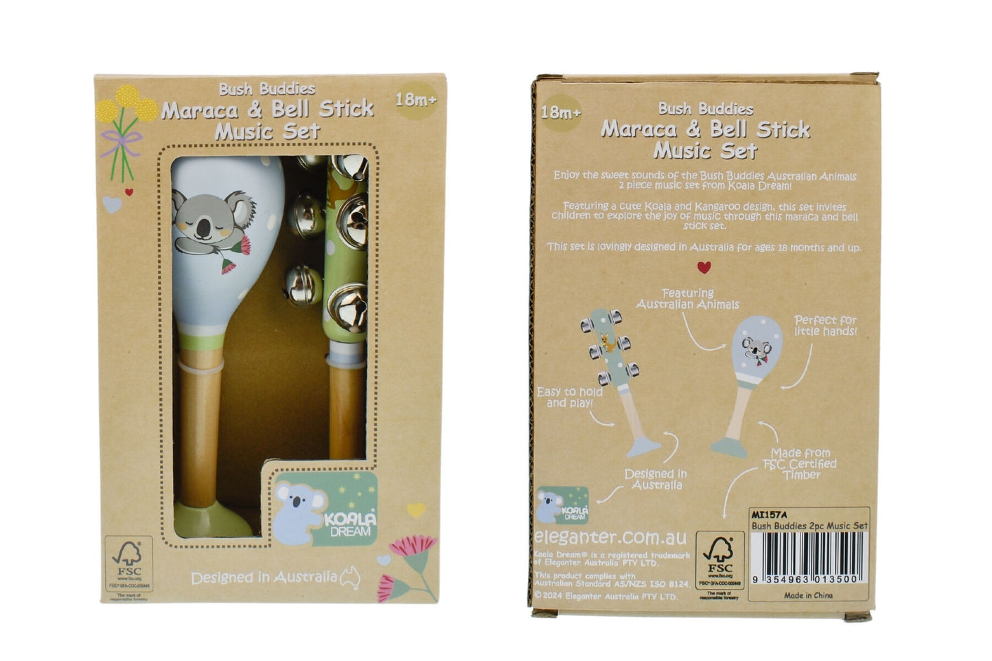 Koala Dream Bush Buddies Maraca and Bell Stick Music Set