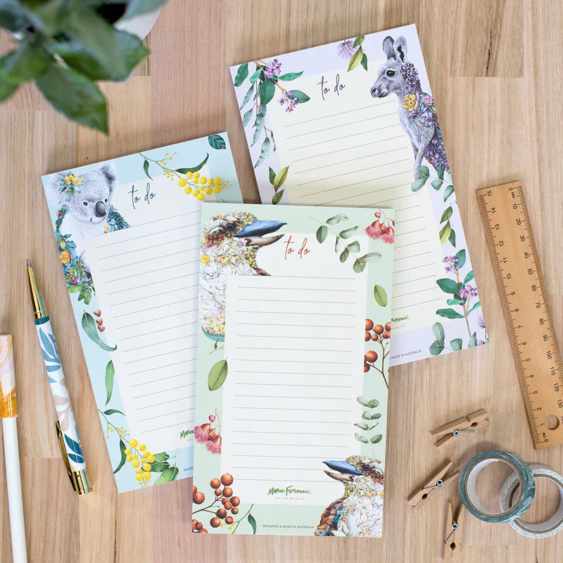 Marini Ferlazzo Lined Notepad Grey Kangaroo Portrait