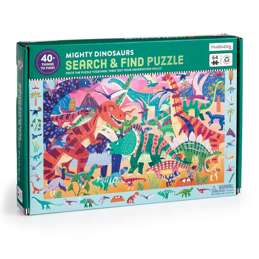 Mudpuppy 64pc Search & Find Jigsaw Puzzle Mighty Dinsosaurs
