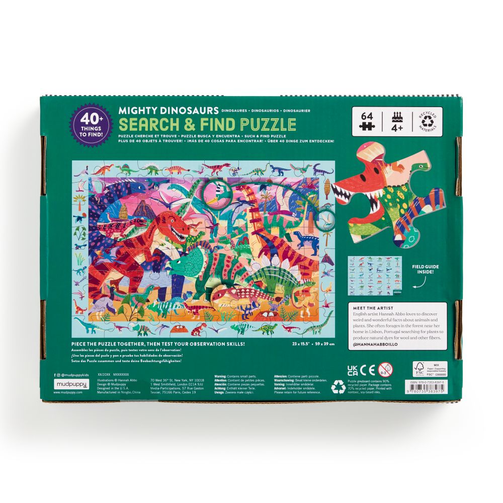 Mudpuppy 64pc Search & Find Jigsaw Puzzle Mighty Dinsosaurs