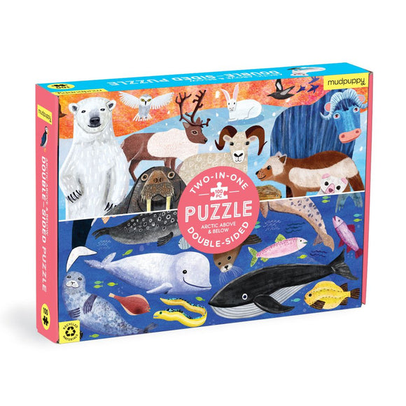 Mudpuppy 100pc Double Sided Jigsaw Puzzle Artic Above And Below