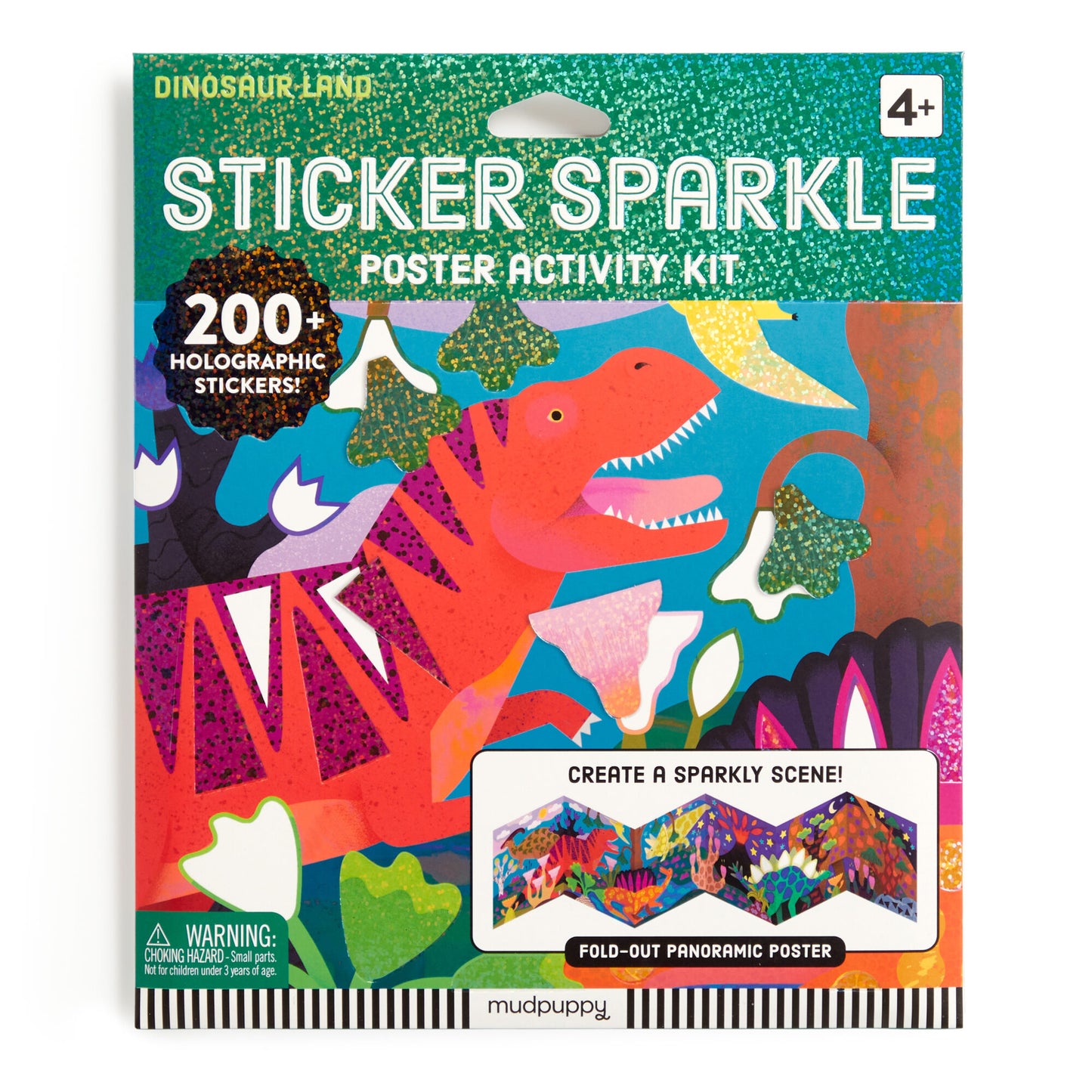 Mudpuppy Sticker Sparkle Poster Activity Kit Dinosaur Land