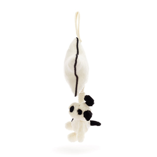 Jellycat Bashful Black and Cream Puppy Music Pull Toy