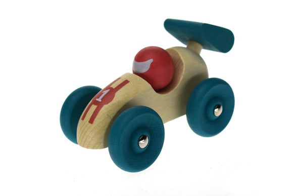 Wooden Retro Racing Car Red or Blue