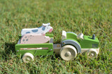 Wooden Green Tractor with Farm Animals