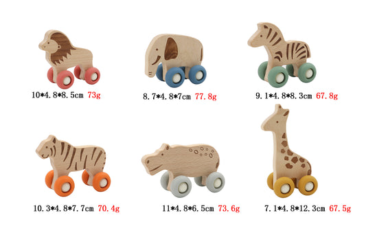 Kaper Kidz Forest Friend Wooden Animal with Silicone Wheels