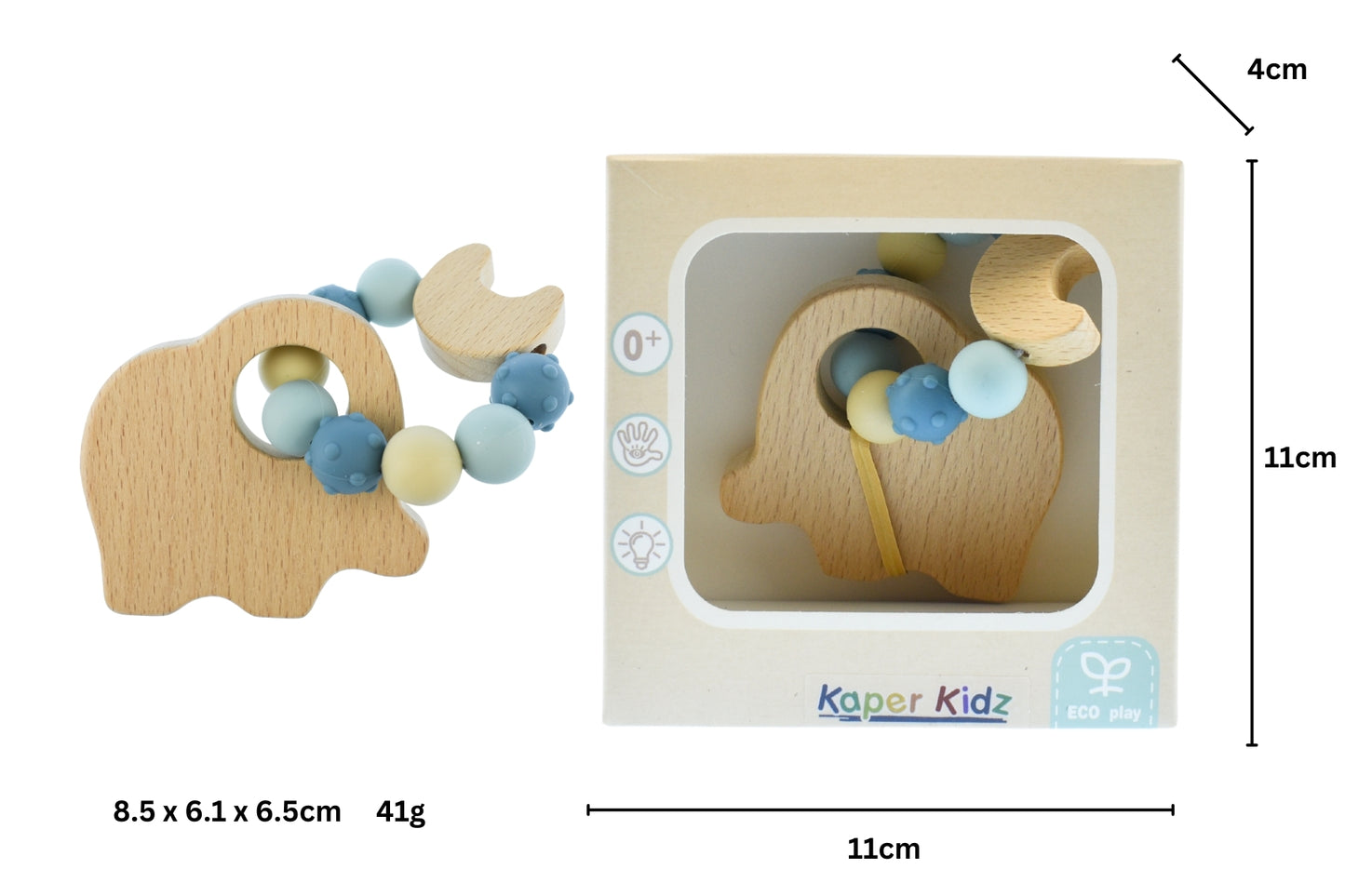 Kaper Kidz Ecobead Animal Teether - Bunny, Elephant,  or Bird
