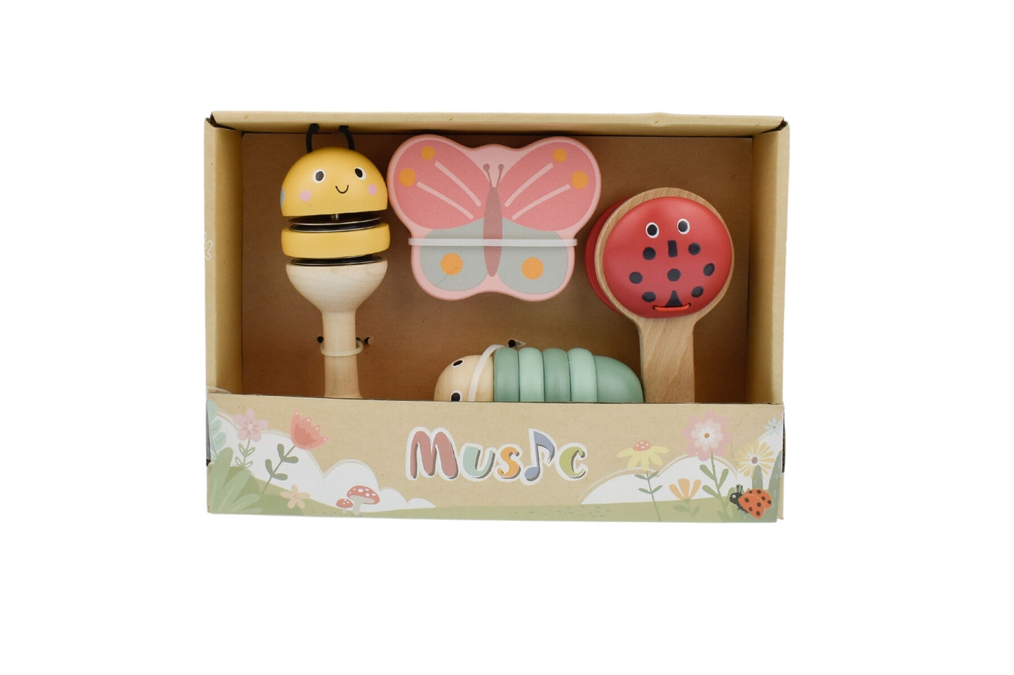 Kaper Kidz Wooden Spring Insect Music 4pc Set