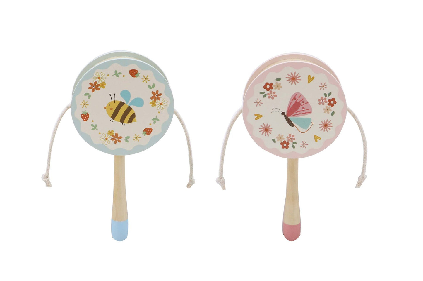 Kaper Kidz Wooden Twist Drum with Butterfly or Bee Design