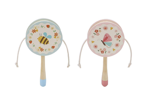 Kaper Kidz Wooden Twist Drum with Butterfly or Bee Design