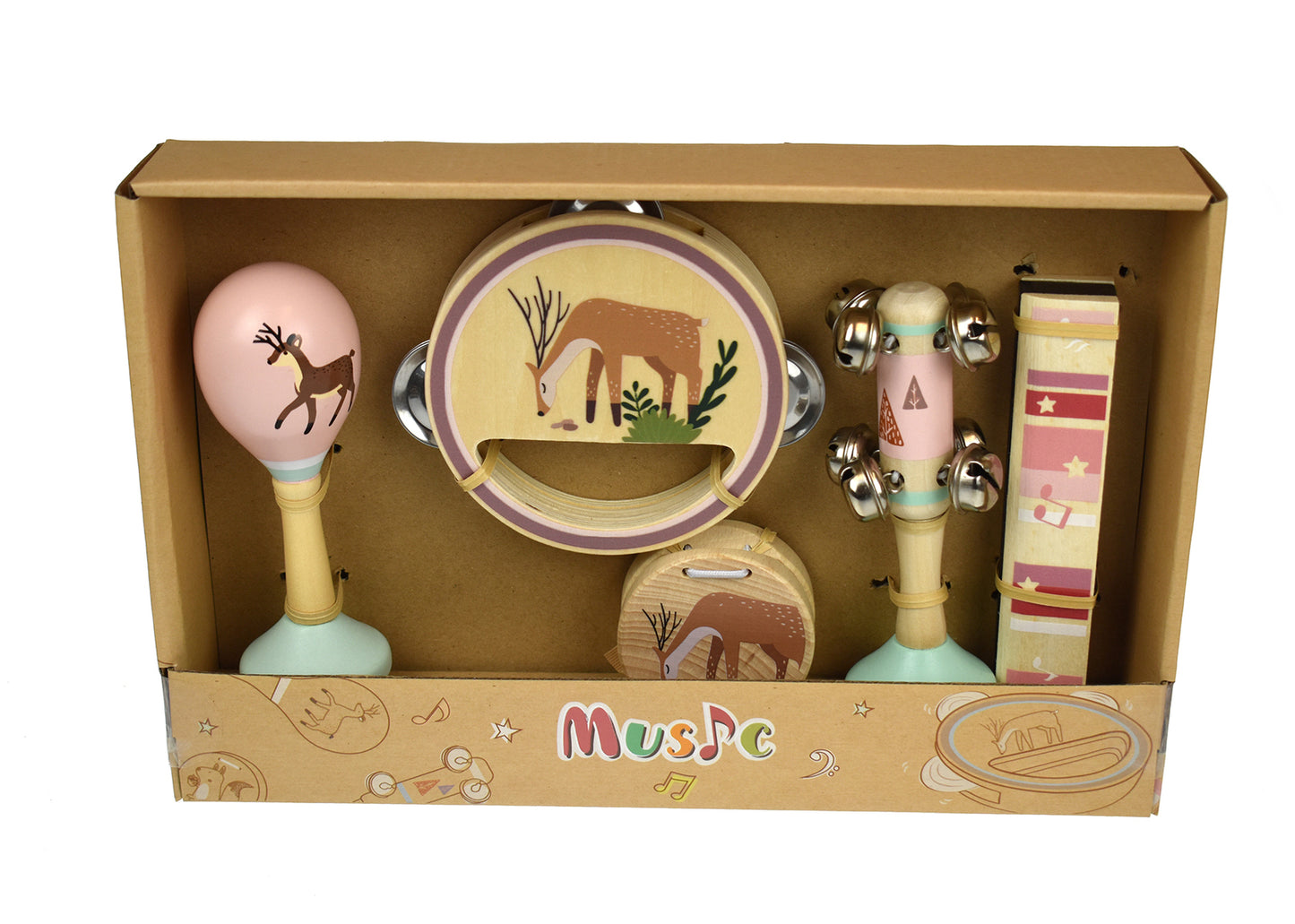Calm & Breezy Wooden Woodland 5pcs Musical Set