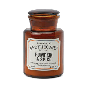 Apothecary Glass Candle 8oz Pumpkin and Spice