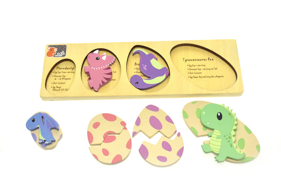 7pc Jigsaw Puzzle Wooden Dinosaur Eggs